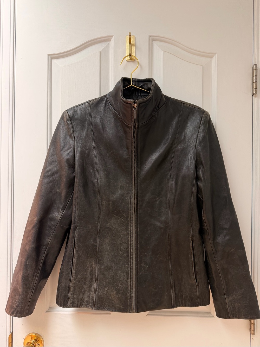 M 90’S Women’s Vintage Distressed Black Leather Jacket